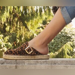 GAIMO Leopard Print Made In Spain Suede Espadrille Clogs 38/7.5